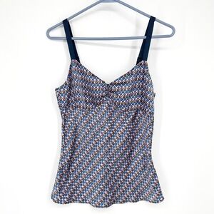 NWT GAP Womens 100% Silk Geometric Mosaic Camisole Top Purple Teal Babydoll Y2k